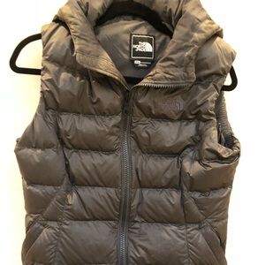 North face hooded down vest. Grey medium women